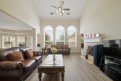 High ceilings and open concept.