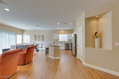 Kitchen featuring stainless steel appliances, open