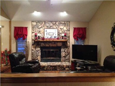 Stone stacked fire place with blower