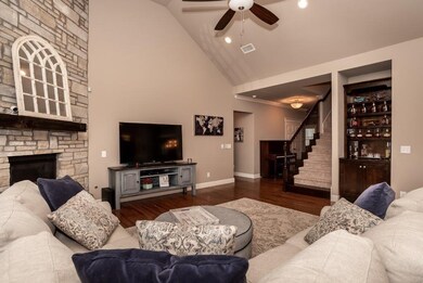 Gas fireplace and built ins in living room