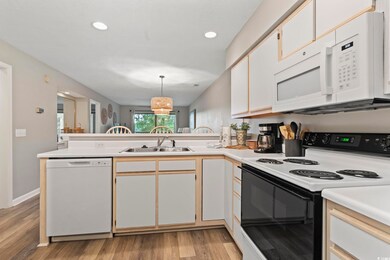 Kitchen featuring sink, kitchen peninsula, light h