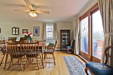 Dining room with sliders to deck