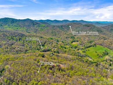 Aerial showing proximity of lot to community amenities, with views of the blue ridge parkway