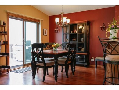 The dining room also opens out to the back deck an