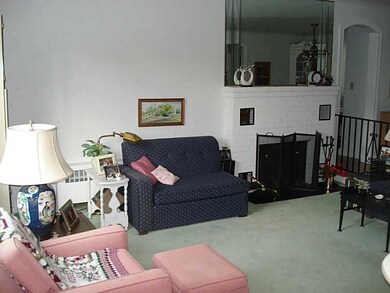 Living Room. Spacious living room with brick firep
