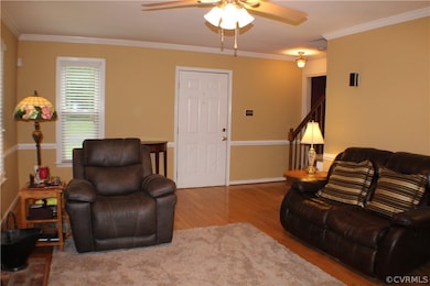 Expansive living room with new paint, hardwood flo
