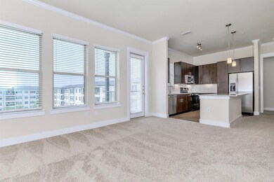 Open layout with tons of windows in living room ar