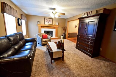 Large living room with fireplace
