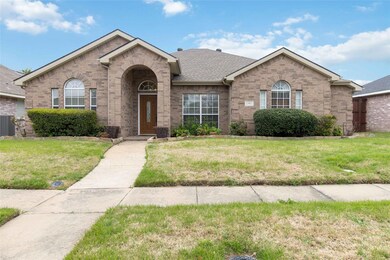 Ranch-style house featuring central AC unit and a front lawn