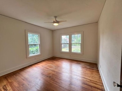 Unfurnished room with light wood-style flooring, plenty of natural light, and a ceiling fan