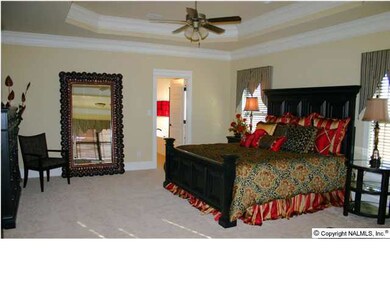 Spacious Master Suite with trey ceiling, crown molding, ceiling fan and upgraded frieze carpet, STANDARD