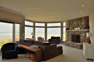 Living Room with Bay Window and View