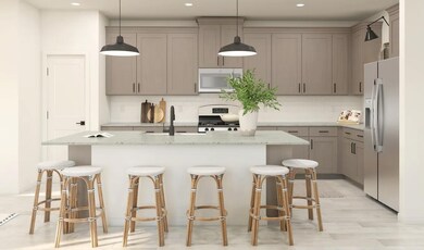 Kitchen with pendant lighting