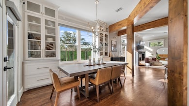 The dining space is perfectly incorporated with the living room and kitchen.