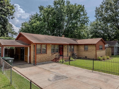Ranch-style house featuring brick siding, concrete driveway, and roof with shingles