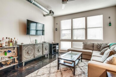 View from kitchen of the living room.