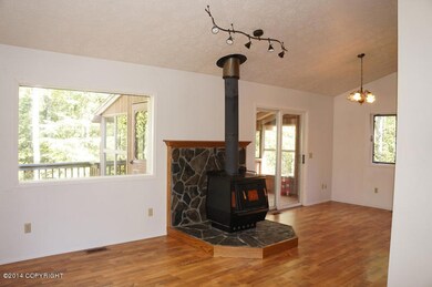 Living room with woodstove