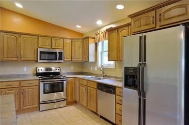 Stainless appliances, lots of cabinet and counter 