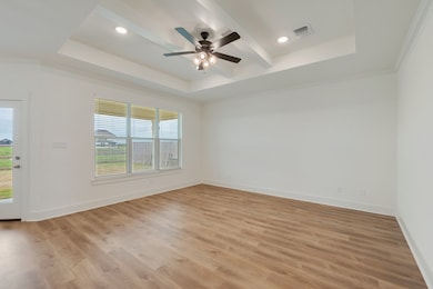 Peaceful water views and tray ceilings with soft r