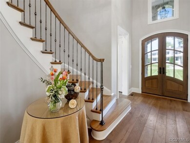 Mahogany door, two coat closets