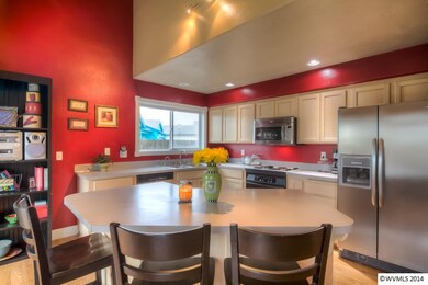 Spacious kitchen is light and bright