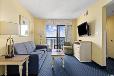 Carpeted living room featuring a textured ceiling and a healthy amount of sunlight