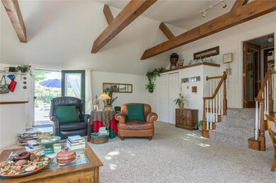 Enter the home through this large...