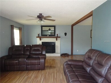 Wood burning fireplace in living room