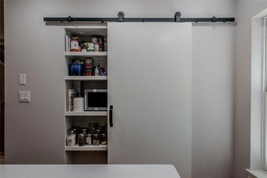 Kitchen pantry with barn door.