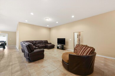 Large Family Room with Tile Floor