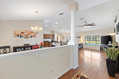 Foyer with laminate flooring.