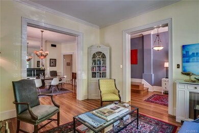 Tall ceilings and beautiful moldings are throughou