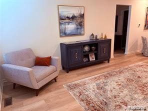 Living area featuring light wood-style floors
