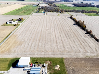 Overview of rural landscape featuring large plots for crops