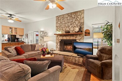 Great room with stone fireplace