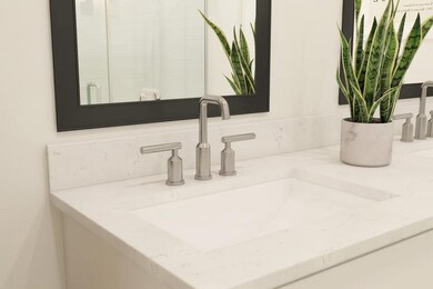 Primary bath with chrome fixtures