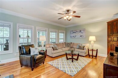 Main floor great room with hardwood floors