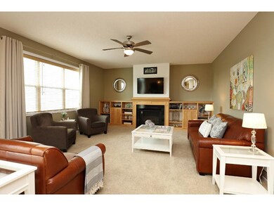Spacious living room with gas fireplace and lots o