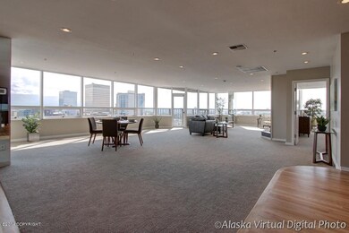 Window walls show off the city skyline