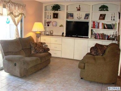 Living room with built-in bookcase