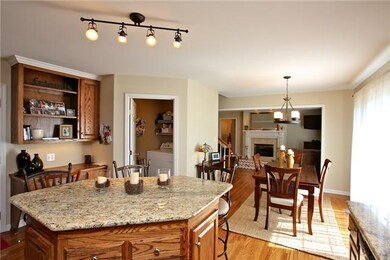 This is the view from the kitchen sink into the living room.  Notice the built in desk and bookcase on the left.