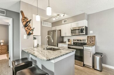 Gorgeous granite countertops with a breakfast bar