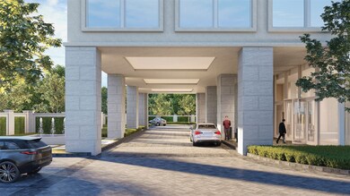 Ivy-covered privacy walls and a porte-cochère entr