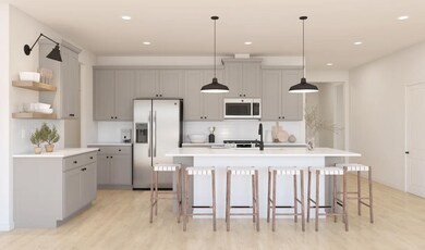 Kitchen with pendant lights