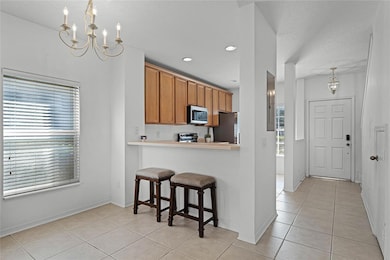Breakfast bar open to dining area.