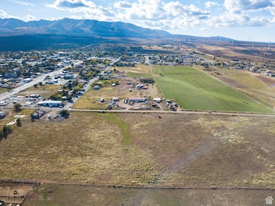 Overview of rural landscape with mountains