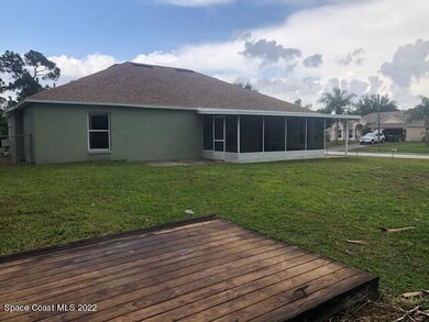back yard with shed platform