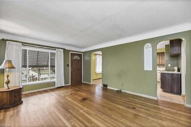 View into the dining and kitchen from the living room.