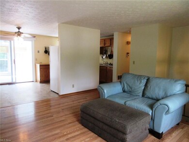 Living room open to the dining room, and kitchen.