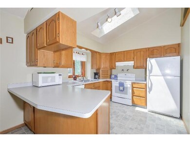Light filled kitchen. Skylight and vaulted ceiling